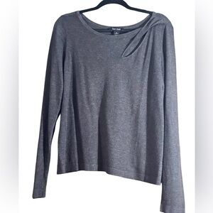 White House Black Market Gray Crew Neck Sweater